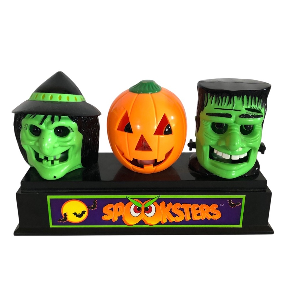 VINTAGE 90s HILCO Spooksters Witch Jackolantern Frankenstein Light Halloween